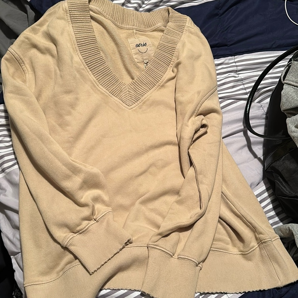 Aerie sweater trim v neck sweatshirt